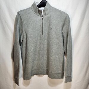 Brooks Brothers Sweater Men's Large Grey Half Zip‎ Pullover Embroidered Preppy